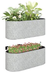 Outsunny sada 2× závěsných oválných truhlíků se samozavlažováním, vypouštěcím ventilem a háčky — 42 × 16 × 15 cm, světle šedá | Aosom