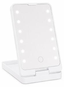 Verk 27634 Kosmetické zrcátko s LED osvětlením, skládací, USB, bílé