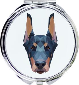 Doberman I – Zrcadlo od značky Art-Dog s fotografií dobermana a geometrickým vzorem