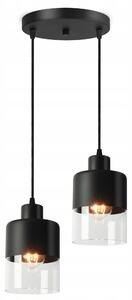 Závěsné Stropní Svítidlo Lustr Dual Glass 568-EZ2 LED E27 Black Edition