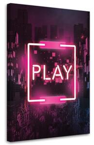 Obraz na plátně, Pink Play Inscription pro hráče - 80x120 cm