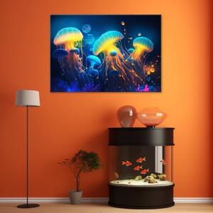 Obraz na plátně, Neonová mořská abstrakce - 60x40 cm