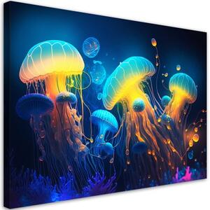 Obraz na plátně, Neonová mořská abstrakce - 90x60 cm