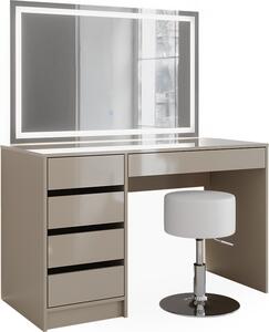 Toaletní stolek Vicco Sherry Greige 120 cm se zrcadlem LED a stoličkou, Model 47702