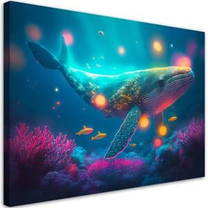 Obraz na plátně, Kouzelná velryba - 90x60 cm