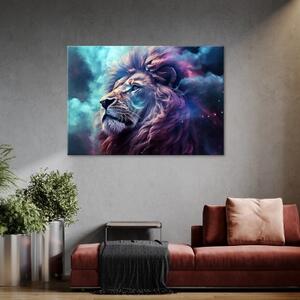 Obraz na plátně, Lev abstrakce Modrá - 60x40 cm