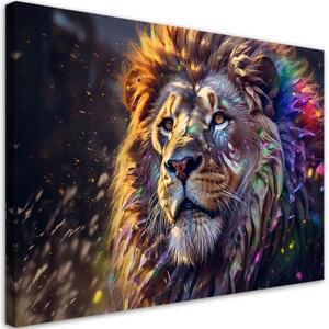 Obraz na plátně, Lev zvířecí abstrakce - 90x60 cm