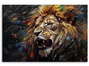 Obraz na plátně, Lev na tmavém pozadí - 60x40 cm