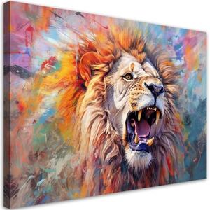 Obraz na plátně, Zuřivý lev Abstrakce - 120x80 cm