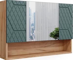 Koupelnová zrcadlová skříňka Vicco Irma Zelený/zlatý dub 80.1 x 55 cm, Model 42859
