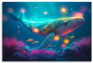 Obraz na plátně, Kouzelná velryba - 120x80 cm