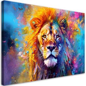Obraz na plátně, Barevný lev Abstrakce - 120x80 cm