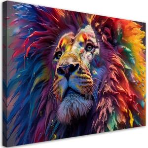 Obraz na plátně, Neonový lev Afrika AI - 90x60 cm
