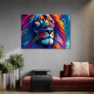 Obraz na plátně, Barevný neonový lev Abstrakce - 60x40 cm