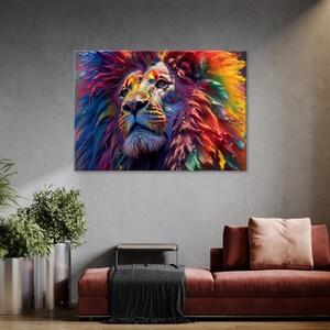 Obraz na plátně, Neonový lev Afrika AI - 60x40 cm