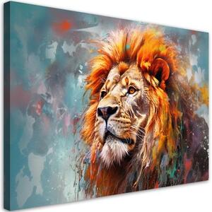 Obraz na plátně, Zvířecí lev Abstrakce - 90x60 cm