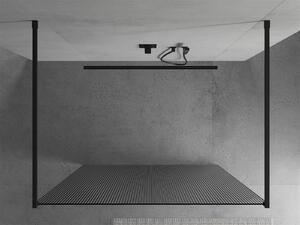 Mexen Kioto, sprchová zástěna Walk-In 110 x 200 cm, 8mm sklo s žebrovým vzorem, černý profil, 800-110-002-70-09