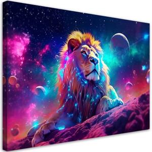 Obraz na plátně, Neonový lev Abstrakce - 60x40 cm
