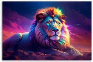 Obraz na plátně, Neonový lev Afrika - 60x40 cm