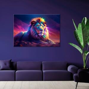 Obraz na plátně, Neonový lev Afrika - 60x40 cm