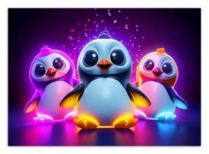 Fototapeta, Neonové tučňáci - 350x245 cm