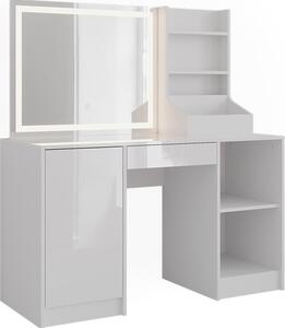 Toaletní stolek Vicco Sherry Bílá/bílý vysoký lesk 128.2 cm s LED zrcadlem, Model 57629