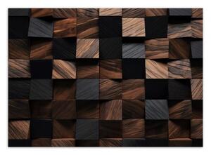 Fototapeta, Dřevěná kostka mozaika 3D - 100x70 cm