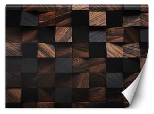 Fototapeta, Dřevěná kostka mozaika 3D - 100x70 cm