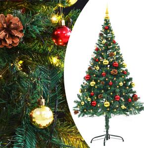 Vánoční stromek s LED osvětlením a baňkami zelený 150 cm 321499