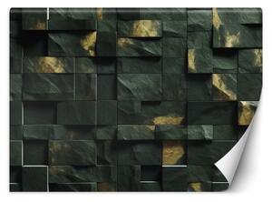 Fototapeta, Zelená mozaika kostka 3D - 368x254 cm