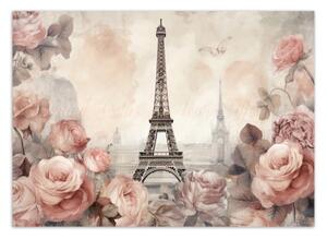 Fototapeta, Eiffelova věž Shabby Chic - 100x70 cm