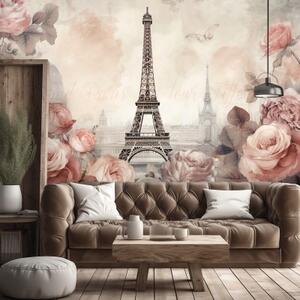 Fototapeta, Eiffelova věž Shabby Chic - 100x70 cm