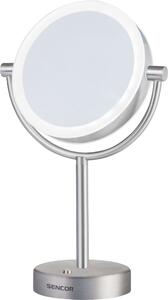 SENCOR SMM 3090SS Kosmetické zrcátko, průměr 18 cm, oboustranné provedení, podsvícení LED diodami, úsporný provoz (spotřeba max. 5 W), celonerezové provedení, napájení ze sítě