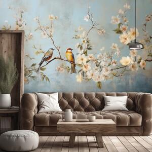 Fototapeta, Ptáci na větvi Chinoiserie - 100x70 cm