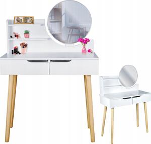 JUMI Toaletka se zrcátkem SCANDI kosmetická bílá pro make-up Skandinávské zásuvky
