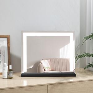 Zrcadlo Heilmetz Kosmetické zrcadlo s osvětlením Zrcadlo na líčení Stolní zrcadlo 3 barvy světla Stmívatelné 50x42cm S dotykovým ovládáním Černý železný podstavec