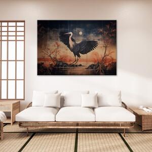 Obraz na plátně, Jeřáb příroda orientální - 60x40 cm