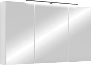 ByLIVING SPREE zrcadlová skříňka / Matný bílý korpus se zrcadlovými dvířky / Nástěnná skříňka s funkcí pozvolného zavírání / LED osvětlení v ceně / Koupelnová skříňka se zástrčkou a spínací skříňkou / Š 100, V 60, H 20 cm