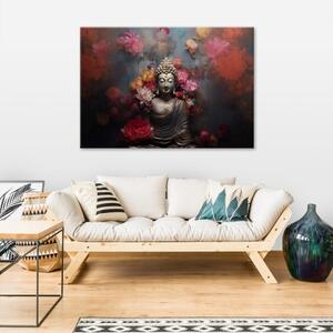 Obraz na plátně, meditace s květy buddhy - 60x40 cm