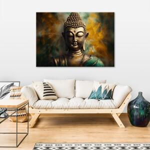 Obraz na plátně, buddha zenové listy - 90x60 cm