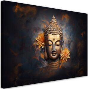 Obraz na plátně, zlatá socha buddhy - 100x70 cm