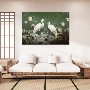 Obraz na plátně, Bílí jeřábi abstraktní - 60x40 cm