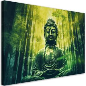 Obraz na plátně, buddha lesní příroda meditace - 60x40 cm