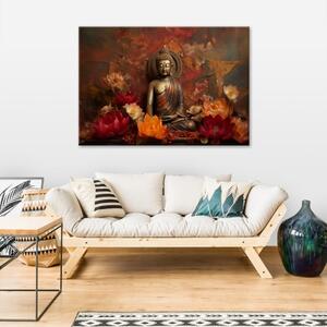 Obraz na plátně, buddha podzimní listy - 60x40 cm