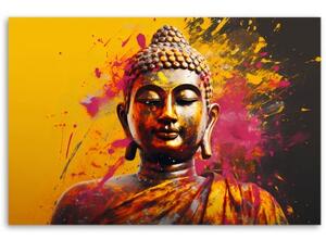 Obraz na plátně, buddha oranžové pozadí - 60x40 cm