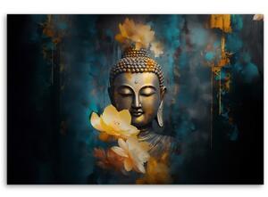 Obraz na plátně, socha buddhy padajícího lotosového květu - 120x80 cm