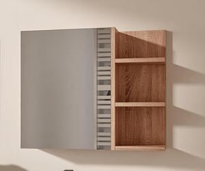 HAJDUK FURNITURE Koupelnová zrcadlová skříňka 60x50 cm sonoma 1 dveře bezúchytková závěsná skříňka do koupelny se zrcadlem police vpravo