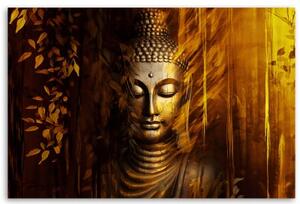 Obraz na plátně, zlatý buddha v podzimních barvách - 60x40 cm