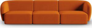 Oranžová sametová trojmístná pohovka MICADONI Shane 266 cm
