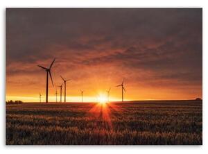 Obraz na plátně Větrné mlýny při západu slunce - 60x40 cm